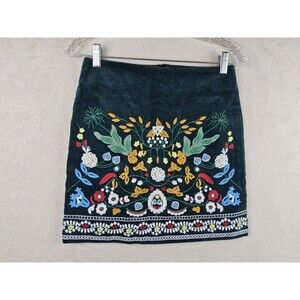Simplee Apparel Black Mini Skirt with Colorful Embroidery